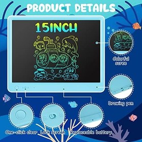 Resim Zhehao 2 Adet LCD Yazı Tableti 15 inç Renkli Ekran Çizim Pedi Silinebilir Yeniden Kullanılabilir Elektronik Çocuk Çizim Tablet Çocuk Çizim Tablet 3+ Yaş Kız Erkek Çocuk için Hediye 