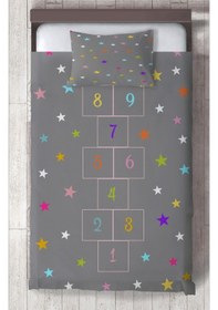 Resim Mekta Home Bebek Ve Çocuk Odası Yıldızlı Seksek Desenli Yatak Örtüsü Renkli 