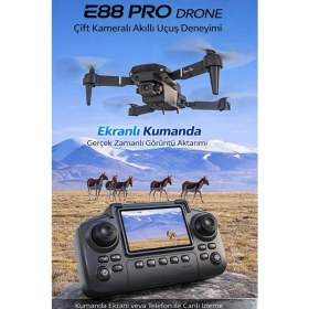Resim Peachtec Peachtech Ekranlı Kumandalı Katlanabilir Drone - Çift Kamera, Wifi Fpv, Hd Kamera, Hobi Drone 