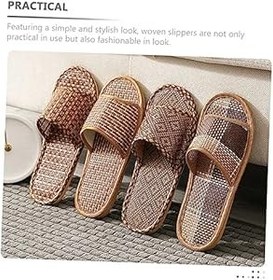 Resim GALPADA 1 Çift Rattan Hasır Sandalet Erkek Ev Terliği Kapalı Ayakkabı Erkekler Için Erkekler Için Ev Terlikleri Yaz Ayakkabı Için Ev Dokuma Ev Terlikleri Kapalı Ayakkabı Kadın Bayan Asma 