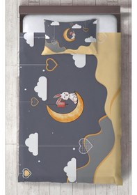 Resim Mekta Home Bebek Ve Çocuk Odası Ayda Oturan Tavşan Desenli Yatak Örtüsü Renkli 