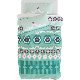 Resim Sukha Çift Taraflı Pamuk Saten Mint Yeşili Çocuk Nevresim Seti 140x200cm 