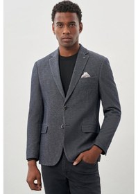 Resim İmza Koyu Lacivert Düz Örme Mono Yaka Kelebek Astar Çift Yırtmaç 2 Düğme 6 Drop Slim Fit Classic Ceket 1002245133 Koyu Lacivert 