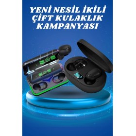 Resim Techno Stock Ikili Bluetooth Kulaklık Dijital Göstergeli Uzun Pil Ömrü Yüksek Ses Kaliteli 