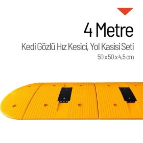 Resim İleri Trafik Kedi Gözlü Plastik Yol Kasisi Kapaklı Set - 4 Metre 