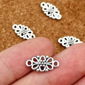 Resim 20/40 adet Antika Gümüş Çift Delikli Çiçek Desenli Charm Bağlantı Parçaları Bohem Tarzı Moda Kolye Bilezik Aksesuarları El Yapımı Takı Süsleri 