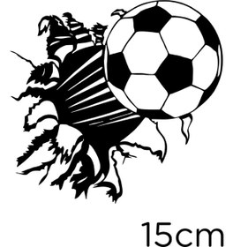 Resim MIGNATIS Parçalayıp Dışarıya Çıkan Futbol Topu Etiket Sticker Yapıştırma 15cm - Siyah 