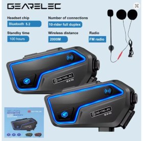 Resim Zerzembe Gearelec GX10 Motosiklet Interkom Kask Bluetooth Kulaklık 