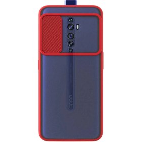Resim KZY Oppo Reno 2z Kapak Lensi Açılır Kapanır Kamera Korumalı Silikon Kılıf - Kırmızı 
