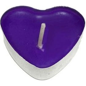 Resim Kalp Tealight Mum Kalp Modeli (50 Adet) Mor 