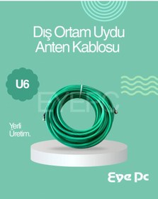 Resim NcpLine Yeşil Anten Kablosu Rg 6 U6 50 Metre Hazır F Konnektörlü Tak Çalıştır 1. Kalite 
