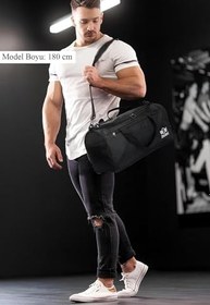 Resim Av A Dos Unisex Önü cepli Uzun Askılı Ayakkabı Bölmeli Geniş Hacimli Gym Fitness Spor Çantası Kabin Boy 
