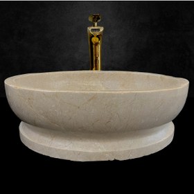 Resim MYM Mermer Yapı Market Tasarım Bej Mermer Tasarım Standlı Lavabo 