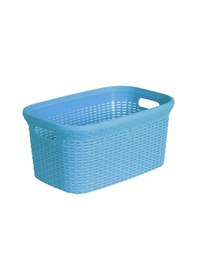 Resim Hasır Desenli Plastik Açık Mavi Çamaşır Sepeti & Açık Mavi Çamaşı Diğer 