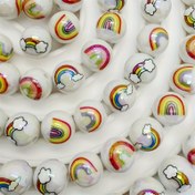 Resim Akrilik 16Mm Gökkuşağı Köprü Baskılı Boncuklar 15/25 adet Seçmeli DIY Takı Yapım Malzemeleri Parlak Karışık Renk Boncuk Aksesuarları Bilezik Kolye Küpe Anahtarlık Takı Aksesuarları 