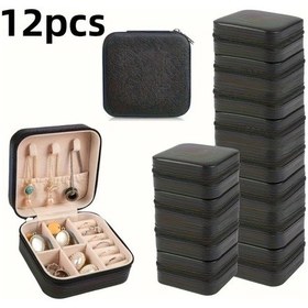 Resim Lumaworld Siyah 12 Parça Suni Deri Takı Saklama Kutusu Seyahat Ve Günlük Kullanım İçin 