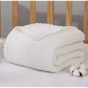 Resim Ekru 4 Katlı Çok Amaçlı Müslin Örtü Battaniye Beyaz 