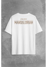 Resim The Mandalorian Bebek Yoda Cep Tasarımı Star Wars Sırt Ön Baskılı Oversize Tişört Unisex T-shirt 001 