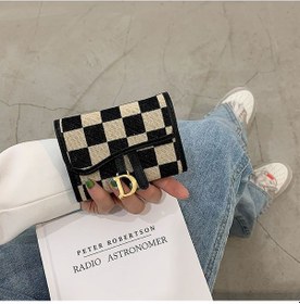 Resim Kadın İçin Küçük, Çok Kartlık Kare Kart Cüzdanı Siyah 