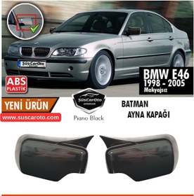 Resim Bmw E46 3 Serisi 1998-2005 Makyajsız Kasa İle Uyumlu Batman Yarasa Ayna Kapağı Piano Black Abs Plastik 00 Şüscaroto Aksesuar 