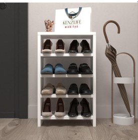 Resim Kenzlife Ayakkabılık Mısri Mat Beyaz Suntalam 065 040 20 Sekiz Çift Ayakkabı Kapasitesi Arkalıksız Beyaz 