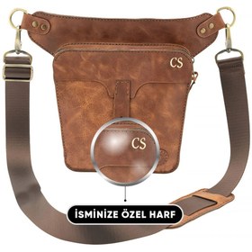 Resim Genel Markalar Kişiye Özel %100 Deri Unisex All in One Bel ve Bacak Çantası - Kahverengi 