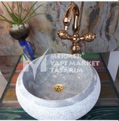 Resim Gri Mermer Dışı Taramalı Bombeli Lavabo 