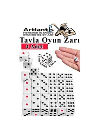 Resim Tavla Zarı 4 Adet Beyaz Zar Akrilik 8.5 Mm Masa Oyunu Kırmızı Siyah Noktalı Beyaz Oyun Zarlar 