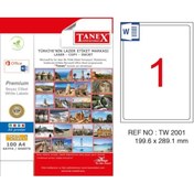 Resim Tanex Tw-2001 199.6x289.1mm Kuşe Laser Etiket 100 Lü 