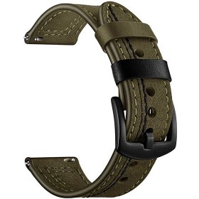 Resim Samsung Galaxy Watch Active 2 40MM Nubuk Deri Görünüm Dikişli KRD 19 Koyu Yeşil Kordon 