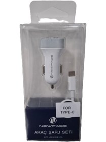 Resim NewFace C17 Type-C 2.1A Araç Şarjı Çift USB Girişli (Kablolu) Uyumlu 
