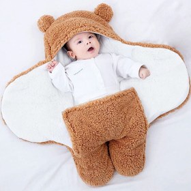 Resim Bundera Nesli Yeni Doğan 0-6 Ay Bebek Dış Kundak Uyku Tulumu Wellsoft Peluş Kapüşonlu Sarma Battaniye 