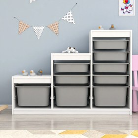 Resim Swiss 9 Sepetli Çok Amaçlı Oyuncak Dolabı Gri 