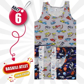 Resim BEYAZTOPTAN 6'LI DESENLİ PAMUKLU ERKEK ÇOCUK ATLET 