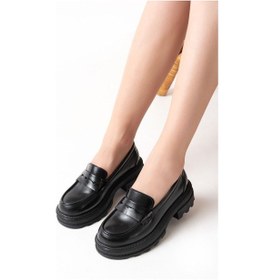 Resim Aska Shoes 746-759 Günlük Yüksek Tabanlı Loafer Ayakkabı Siyah Rugan 