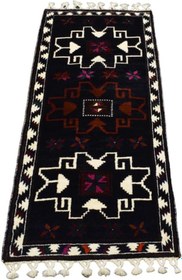 Resim Zehra Abla Halı Yeni El Dokuma Ihtişamlı Nadir Güzellikte Şavak Yolluk Yün Halı 5329 Lacivert-80 x 180 