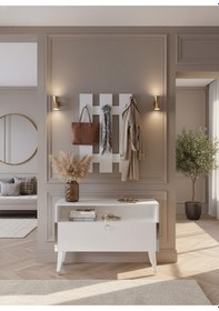 Resim Resital Portmanto Vestiyer - Gp7004-1 - Beyaz Silver Beyaz 