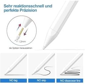 Resim m.tk moveteck iPad 10.9 10. Nesil ile Uyumlu Stylus Kalem, Palm Rejection, Eğim Özellikli, Beyaz 