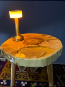 Resim masif Kütük Ofis Sehpası / Masif Ceviz Epoksi Bal Tasarımlı Kişiye özel Yan sehpa 