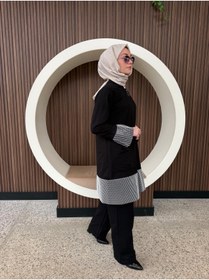 Resim AYSUN AYDEMİR File Detaylı Fermuarlı Alt Üst İkili Tesettür Eşofman Takım 
