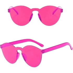 Resim Sert Mika Oval Şekilli Çerçevesiz Fuşya Gözlük Retro Parti 5X14 cm 