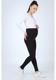 Resim Ayarlanabilir Bel Hamile Tayt Siyah 