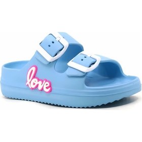 Resim Ayfox Love Yazılı Suya Dayanıklı Kız Çocuk Terlik Mavi 