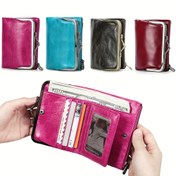 Resim Kadın Vintage Hakiki Deri RFID Engelleyici Cüzdan C2208, 114.3x8.89x6.35 cm, Unisex Moda Kartlık, Baskısız, Cilalı Kenarlar, Güvenli Fermuar Kapatma 