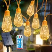 Resim 1 Paket Güneş Peri Işık Dizisi, 16 Ampul ile Dış Mekan için, LED Peri Işık Dizisi, Balcon, Patio, Bahçe, Noel için Hava Koşullarına Dayanıklı Fenerler, 8 Mod ve Hafıza Fonksiyonu, Çift Mod Güç Kaynağı Bahçe Süsleme Sıcak Renk Renkli Beyaz IPX4 
