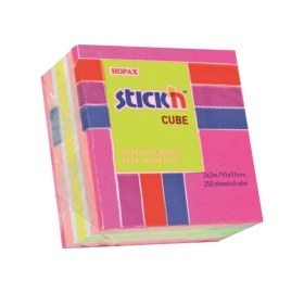 Resim Stickn Küp Blok Mix-a Yapışkanlı Not Kağıdı 4 Renk 50x50mm 250 Yaprak 4 Paket 21533 