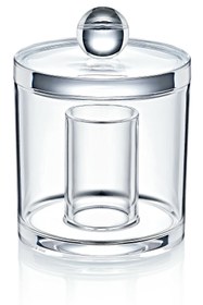 Resim Lira Şeffaf Yuvarlak Pamukluk Ve Kulak Çubuğu Kutusu Makyaj Organizeri 