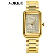 Resim Fochsia Mokago Kadınlar İçin Full Gold Kare Kasa Roma Rakamlı Su Geçirmez Deri Kordonlu Kol Saati Diğer 