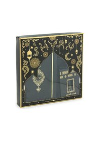 Resim Damat Bohçasına Uygun Hediyelik Medine Hatlı Kuranı Kerim Ve Çeyizlik Seccade Seti Siyah 