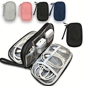 Resim Taşınabilir Çift Katmanlı Depolama Çantası Seyahat, Dijital Depolama Çantası, Çok Katmanlı Kulaklık Kablosu Pouch, Mobil Güç Bankası USB Veri Kablosu Pouch, Ev Pasaport Tutucu, Yaratıcı Düzenleme Çantası, Aksesuar Dosya Çantası, Paskalya Sevgililer Günü Hediyesi 